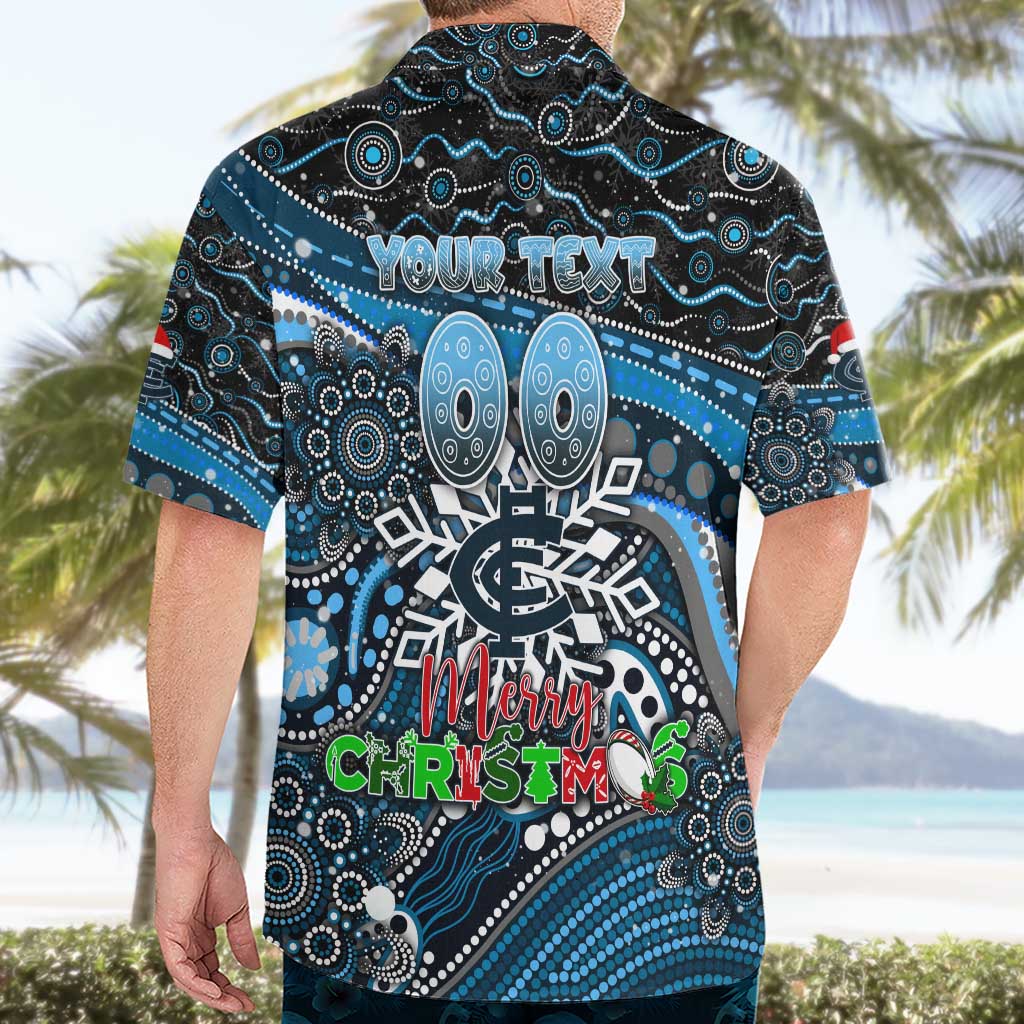 Merry Christmas AFL Carlton Blues Hawaiian Shirt Aboriginal Santa Football Mascot