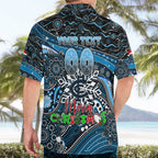 Merry Christmas AFL Carlton Blues Hawaiian Shirt Aboriginal Santa Football Mascot
