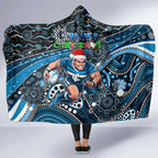 Merry Christmas AFL Carlton Blues Hooded Blanket Aboriginal Santa Football Mascot