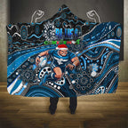 Merry Christmas AFL Carlton Blues Hooded Blanket Aboriginal Santa Football Mascot