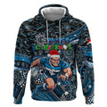 Merry Christmas AFL Carlton Blues Hoodie Aboriginal Santa Football Mascot