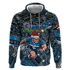 Merry Christmas AFL Carlton Blues Hoodie Aboriginal Santa Football Mascot