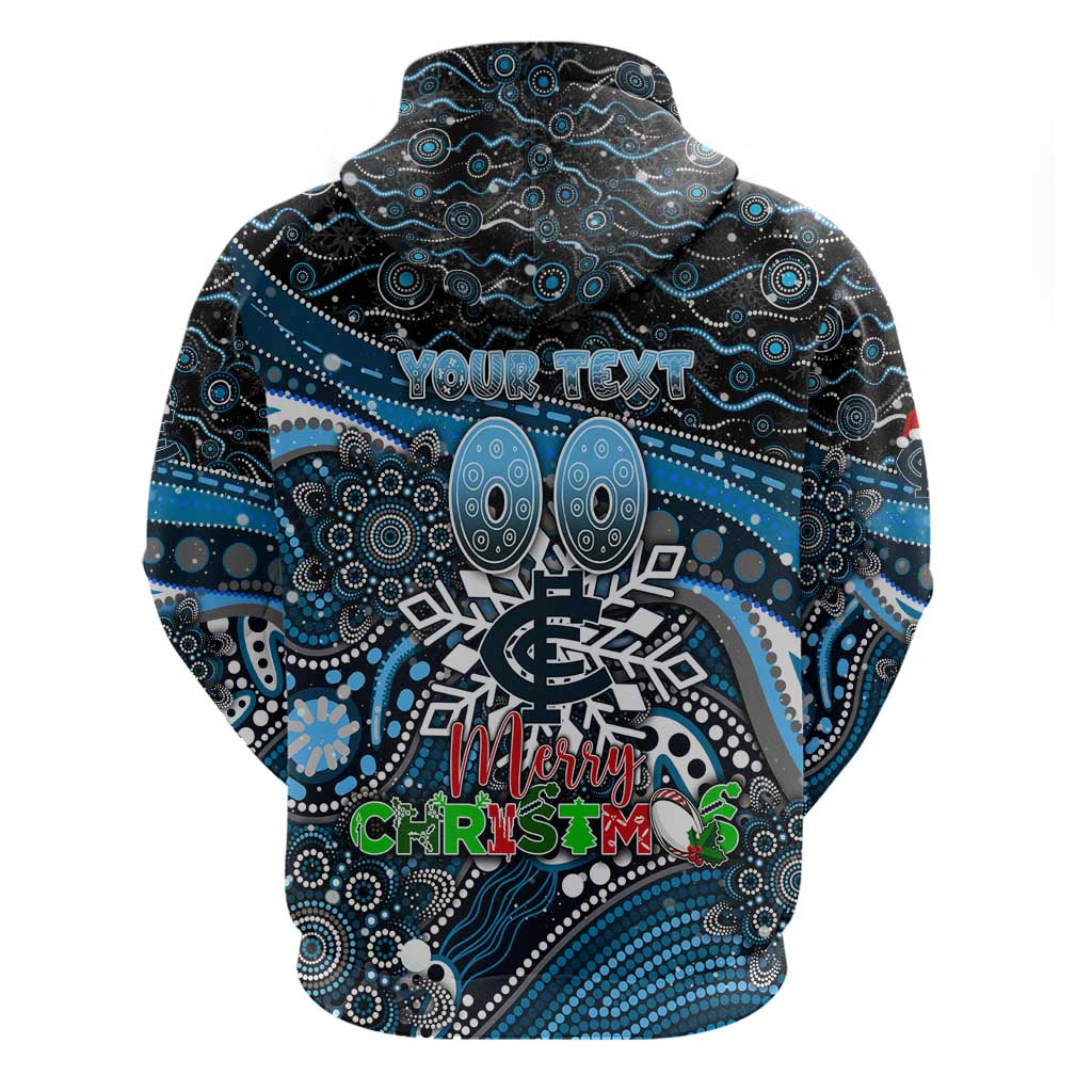 Merry Christmas AFL Carlton Blues Hoodie Aboriginal Santa Football Mascot