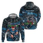 Merry Christmas AFL Carlton Blues Hoodie Aboriginal Santa Football Mascot