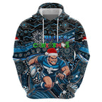 Merry Christmas AFL Carlton Blues Hoodie Aboriginal Santa Football Mascot