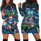 Merry Christmas AFL Carlton Blues Hoodie Dress Aboriginal Santa Football Mascot