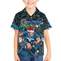 Merry Christmas AFL Carlton Blues Kid Hawaiian Shirt Aboriginal Santa Football Mascot