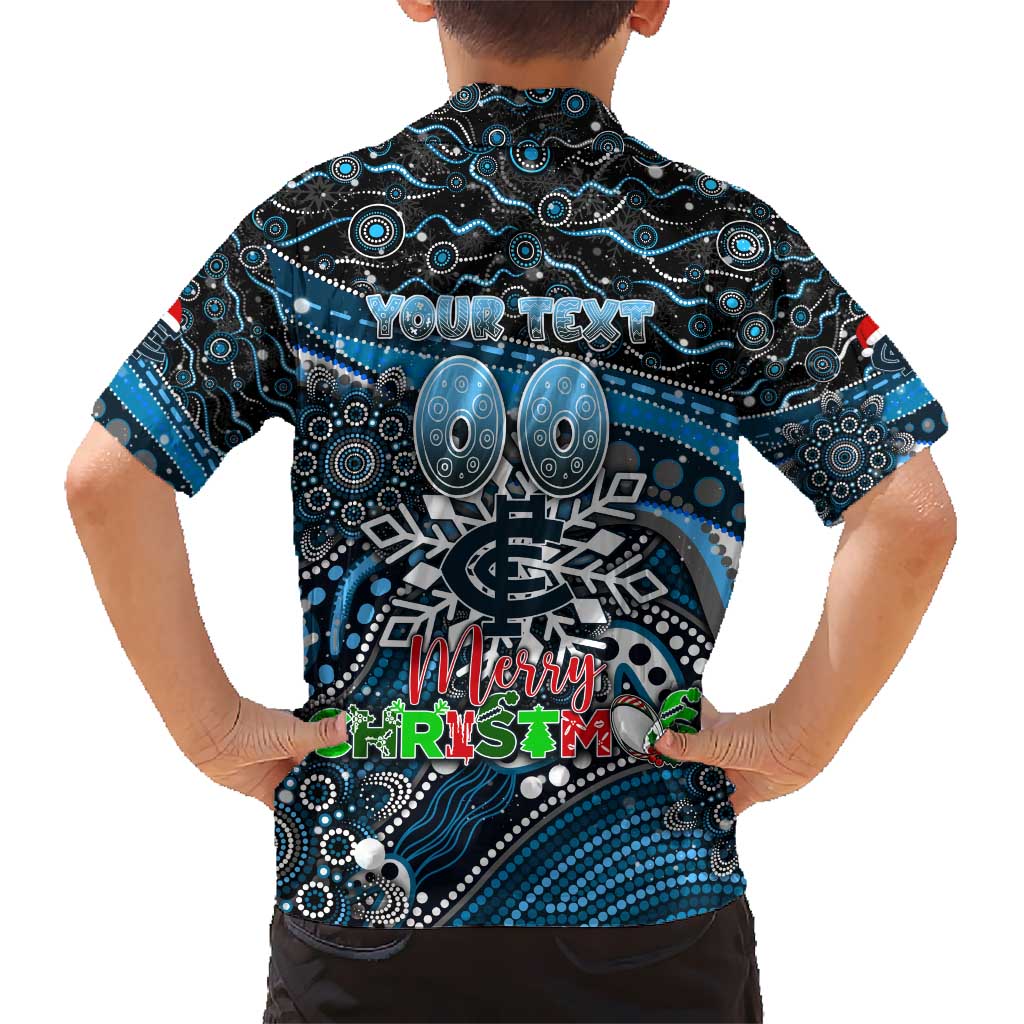 Merry Christmas AFL Carlton Blues Kid Hawaiian Shirt Aboriginal Santa Football Mascot