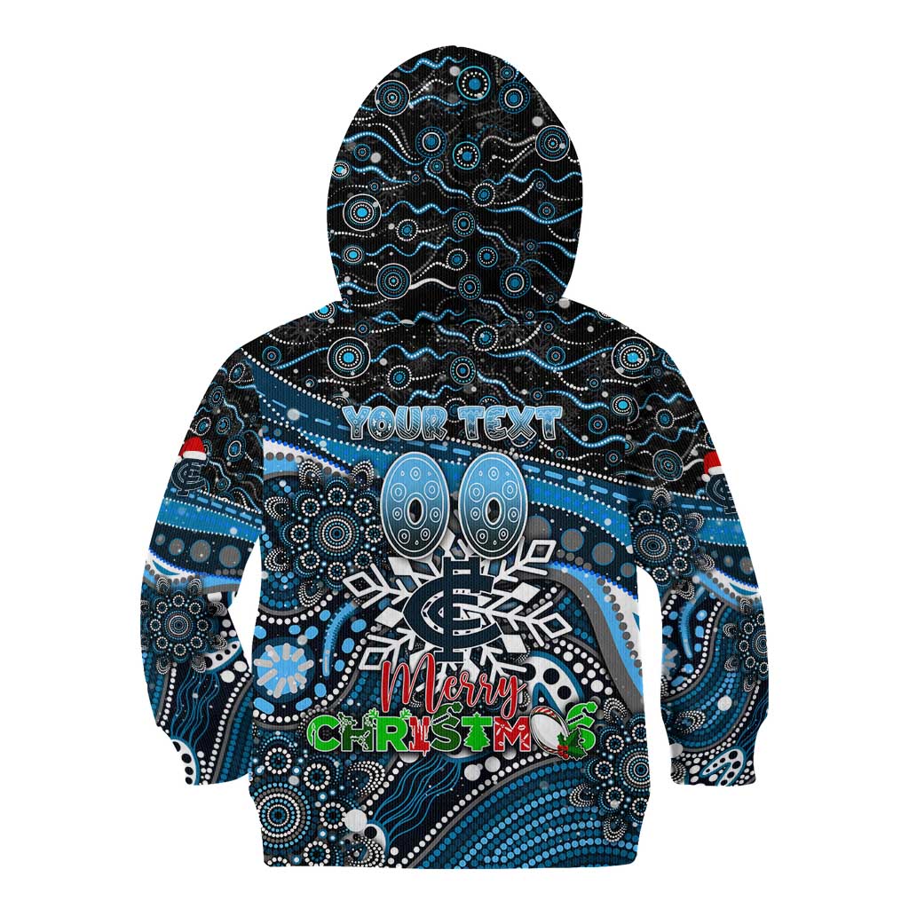 Merry Christmas AFL Carlton Blues Kid Hoodie Aboriginal Santa Football Mascot