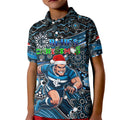 Merry Christmas AFL Carlton Blues Kid Polo Shirt Aboriginal Santa Football Mascot