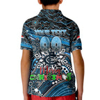 Merry Christmas AFL Carlton Blues Kid Polo Shirt Aboriginal Santa Football Mascot