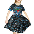 Merry Christmas AFL Carlton Blues Kid Short Sleeve Dress Aboriginal Santa Football Mascot