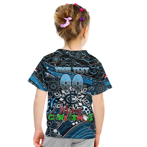 Merry Christmas AFL Carlton Blues Kid T Shirt Aboriginal Santa Football Mascot