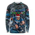 Merry Christmas AFL Carlton Blues Long Sleeve Shirt Aboriginal Santa Football Mascot