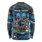 Merry Christmas AFL Carlton Blues Long Sleeve Shirt Aboriginal Santa Football Mascot
