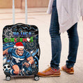 Merry Christmas AFL Carlton Blues Luggage Cover Aboriginal Santa Football Mascot