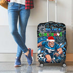 Merry Christmas AFL Carlton Blues Luggage Cover Aboriginal Santa Football Mascot