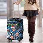 Merry Christmas AFL Carlton Blues Luggage Cover Aboriginal Santa Football Mascot