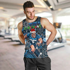 Merry Christmas AFL Carlton Blues Men Tank Top Aboriginal Santa Football Mascot