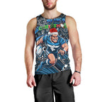 Merry Christmas AFL Carlton Blues Men Tank Top Aboriginal Santa Football Mascot