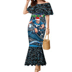 Merry Christmas AFL Carlton Blues Mermaid Dress Aboriginal Santa Football Mascot
