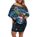 Merry Christmas AFL Carlton Blues Off Shoulder Short Dress Aboriginal Santa Football Mascot