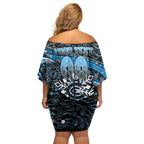 Merry Christmas AFL Carlton Blues Off Shoulder Short Dress Aboriginal Santa Football Mascot