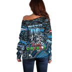 Merry Christmas AFL Carlton Blues Off Shoulder Sweater Aboriginal Santa Football Mascot