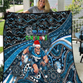 Merry Christmas AFL Carlton Blues Quilt Aboriginal Santa Football Mascot