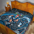 Merry Christmas AFL Carlton Blues Quilt Aboriginal Santa Football Mascot