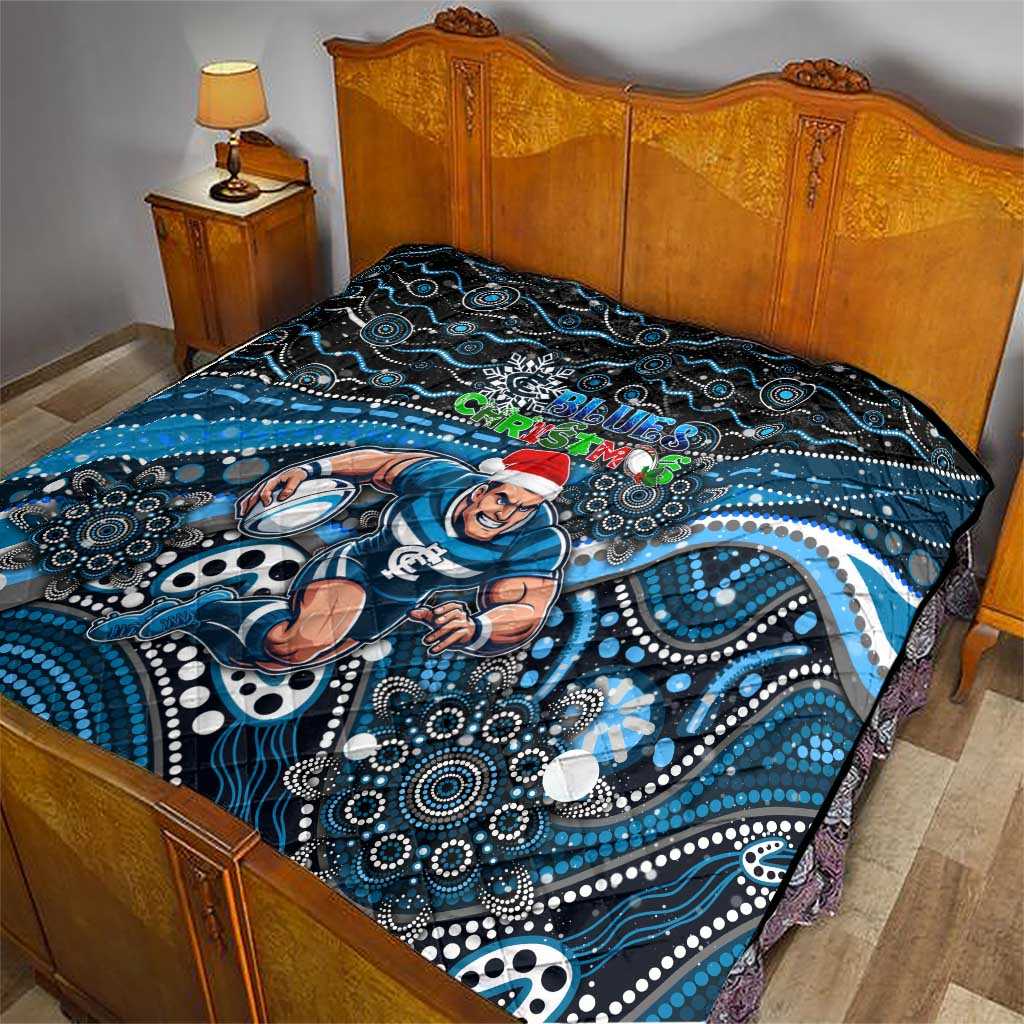 Merry Christmas AFL Carlton Blues Quilt Aboriginal Santa Football Mascot