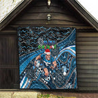 Merry Christmas AFL Carlton Blues Quilt Aboriginal Santa Football Mascot