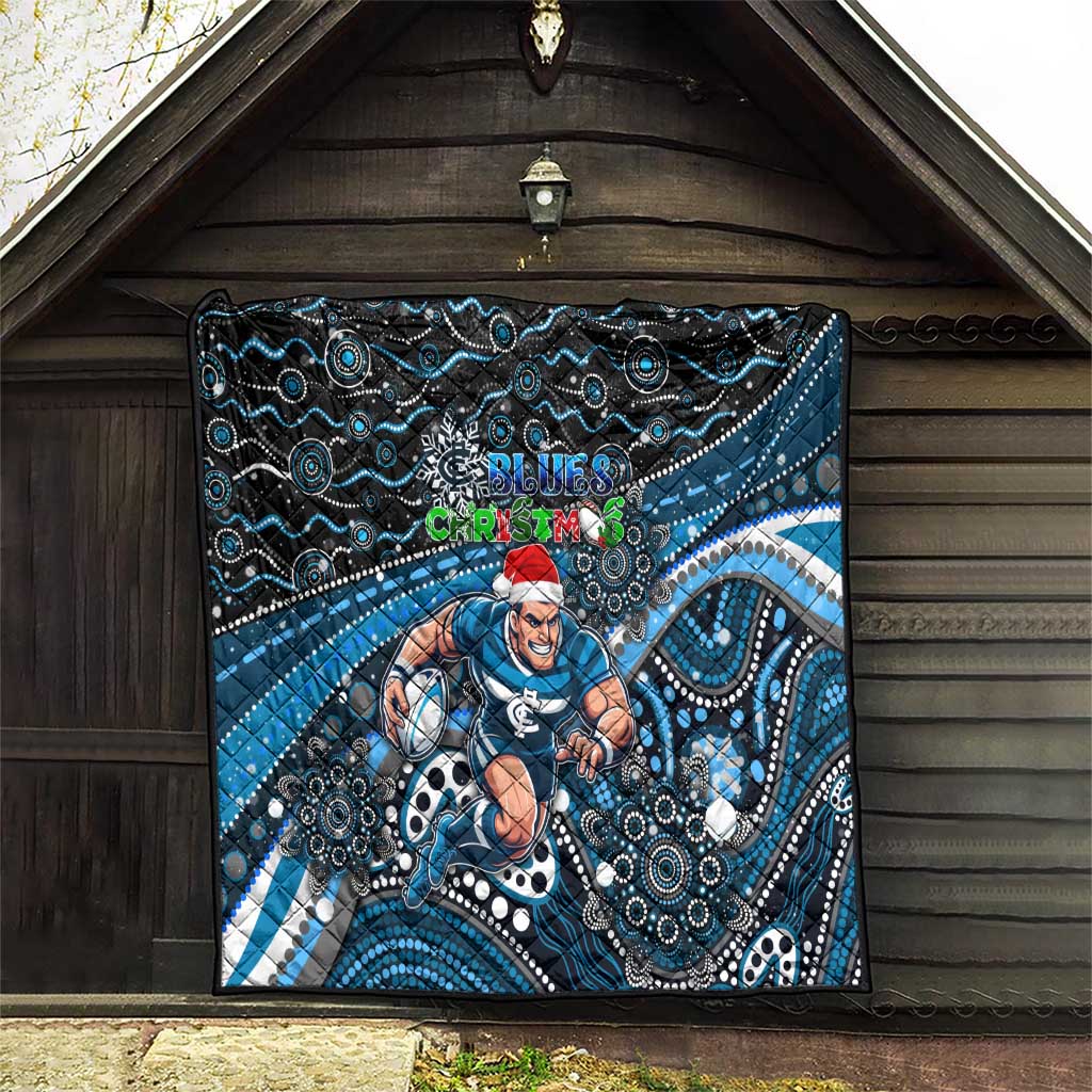 Merry Christmas AFL Carlton Blues Quilt Aboriginal Santa Football Mascot