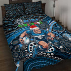 Merry Christmas AFL Carlton Blues Quilt Bed Set Aboriginal Santa Football Mascot