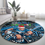 Merry Christmas AFL Carlton Blues Round Carpet Aboriginal Santa Football Mascot