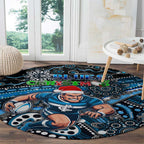 Merry Christmas AFL Carlton Blues Round Carpet Aboriginal Santa Football Mascot