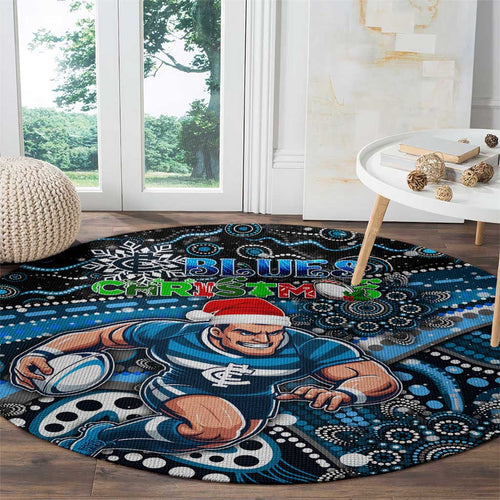 Merry Christmas AFL Carlton Blues Round Carpet Aboriginal Santa Football Mascot
