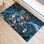 Merry Christmas AFL Carlton Blues Rubber Doormat Aboriginal Santa Football Mascot