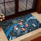 Merry Christmas AFL Carlton Blues Rubber Doormat Aboriginal Santa Football Mascot