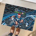 Merry Christmas AFL Carlton Blues Rubber Doormat Aboriginal Santa Football Mascot