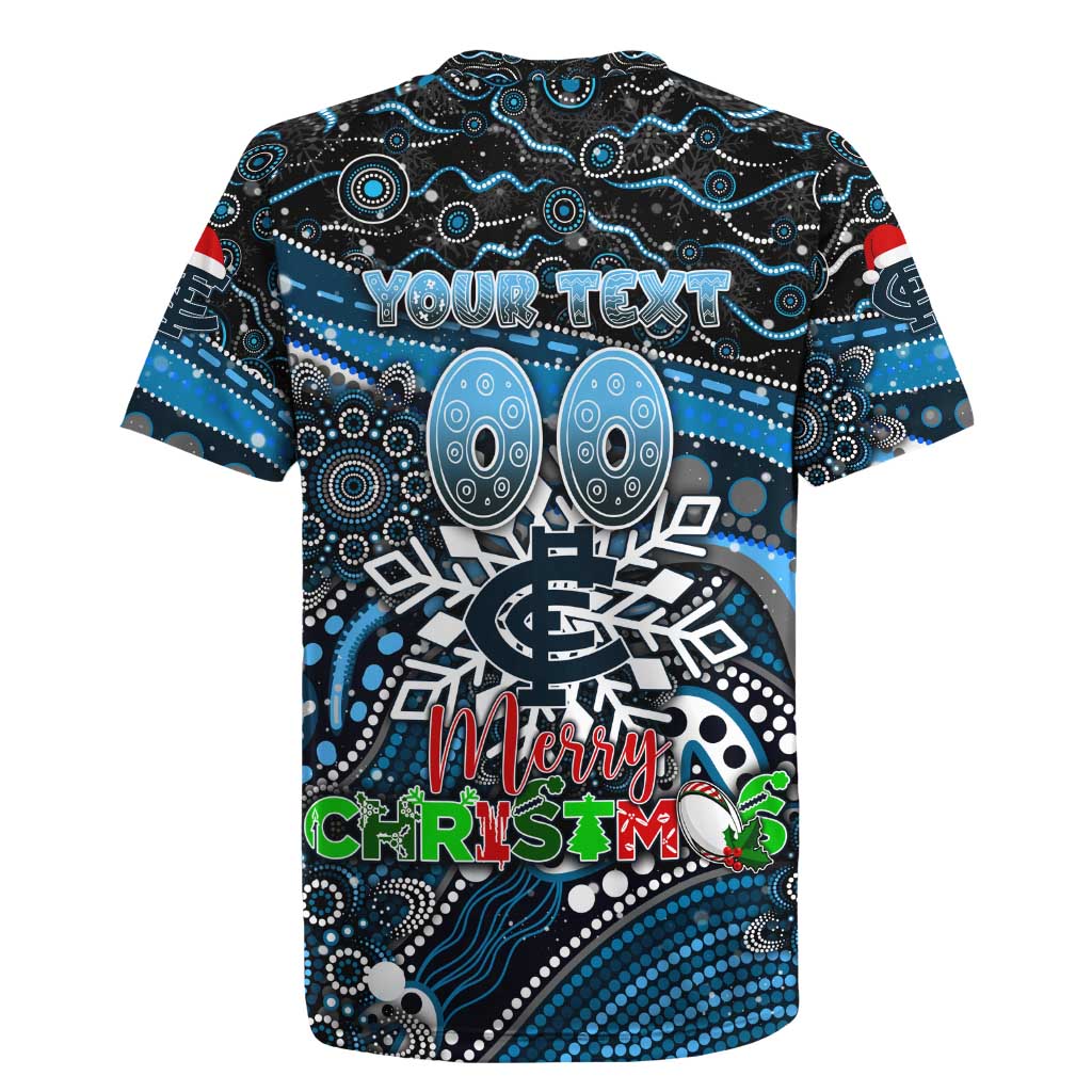 Merry Christmas AFL Carlton Blues Rugby Jersey Aboriginal Santa Football Mascot