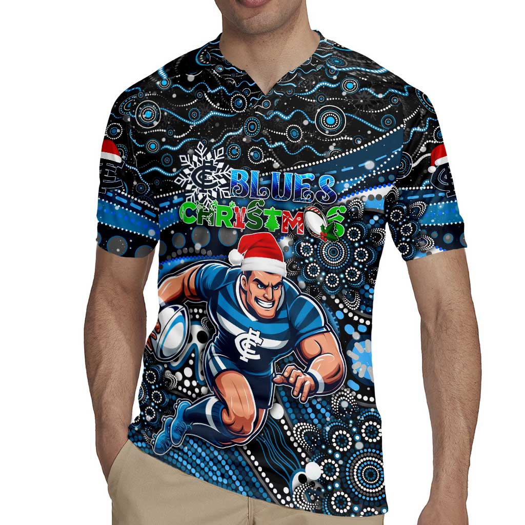 Merry Christmas AFL Carlton Blues Rugby Jersey Aboriginal Santa Football Mascot