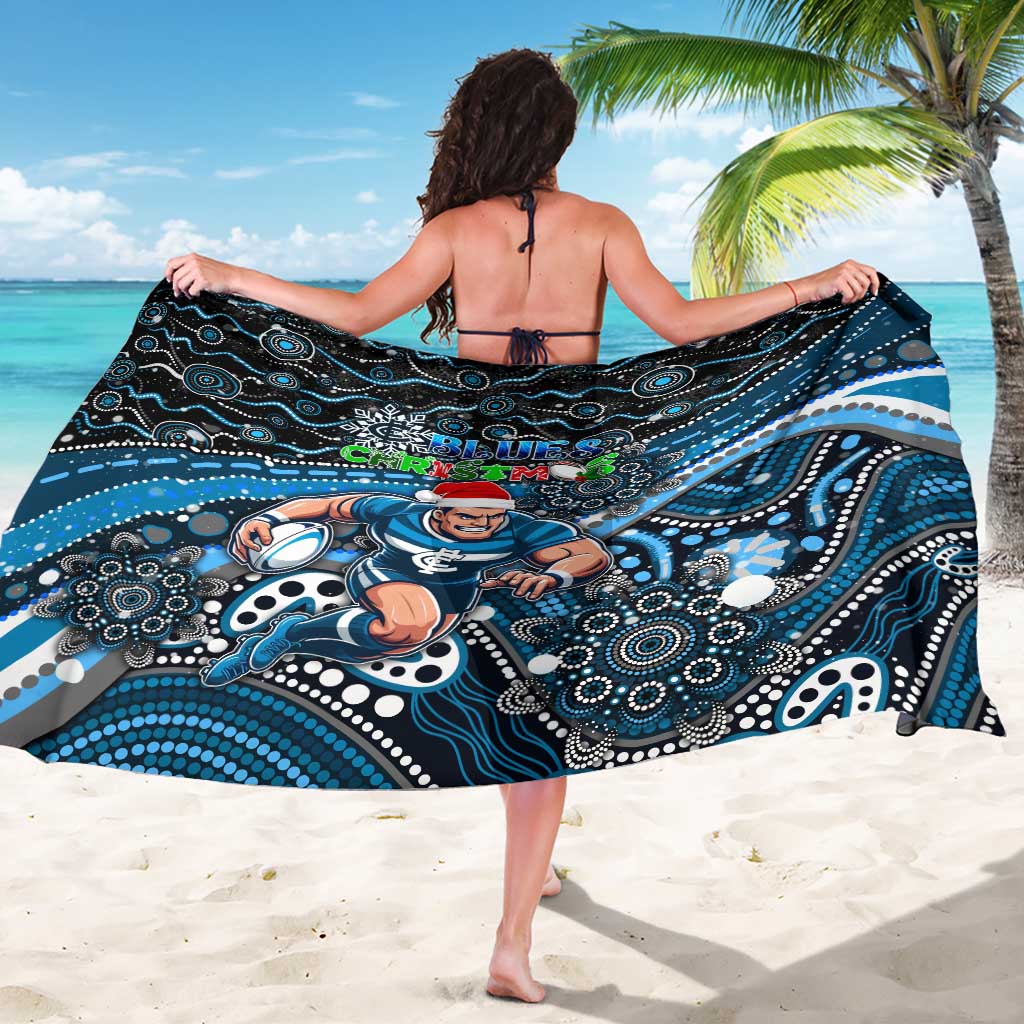 Merry Christmas AFL Carlton Blues Sarong Aboriginal Santa Football Mascot