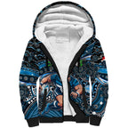 Merry Christmas AFL Carlton Blues Sherpa Hoodie Aboriginal Santa Football Mascot