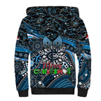 Merry Christmas AFL Carlton Blues Sherpa Hoodie Aboriginal Santa Football Mascot