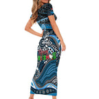 Merry Christmas AFL Carlton Blues Short Sleeve Bodycon Dress Aboriginal Santa Football Mascot