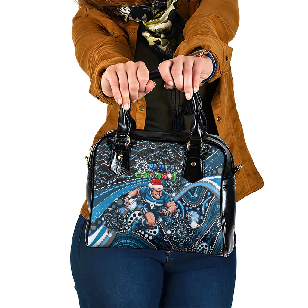 Merry Christmas AFL Carlton Blues Shoulder Handbag Aboriginal Santa Football Mascot
