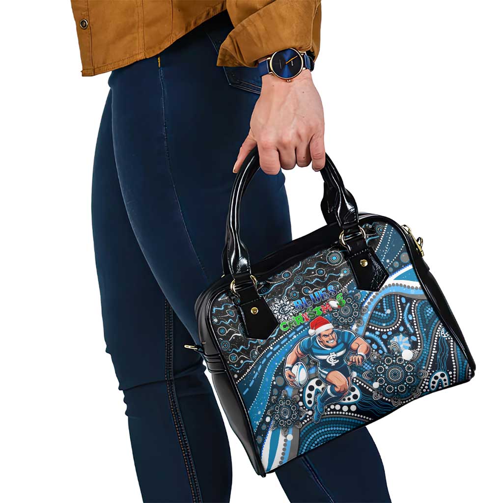 Merry Christmas AFL Carlton Blues Shoulder Handbag Aboriginal Santa Football Mascot