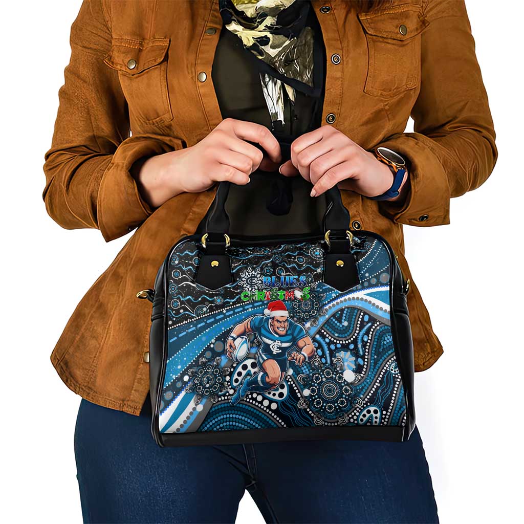 Merry Christmas AFL Carlton Blues Shoulder Handbag Aboriginal Santa Football Mascot