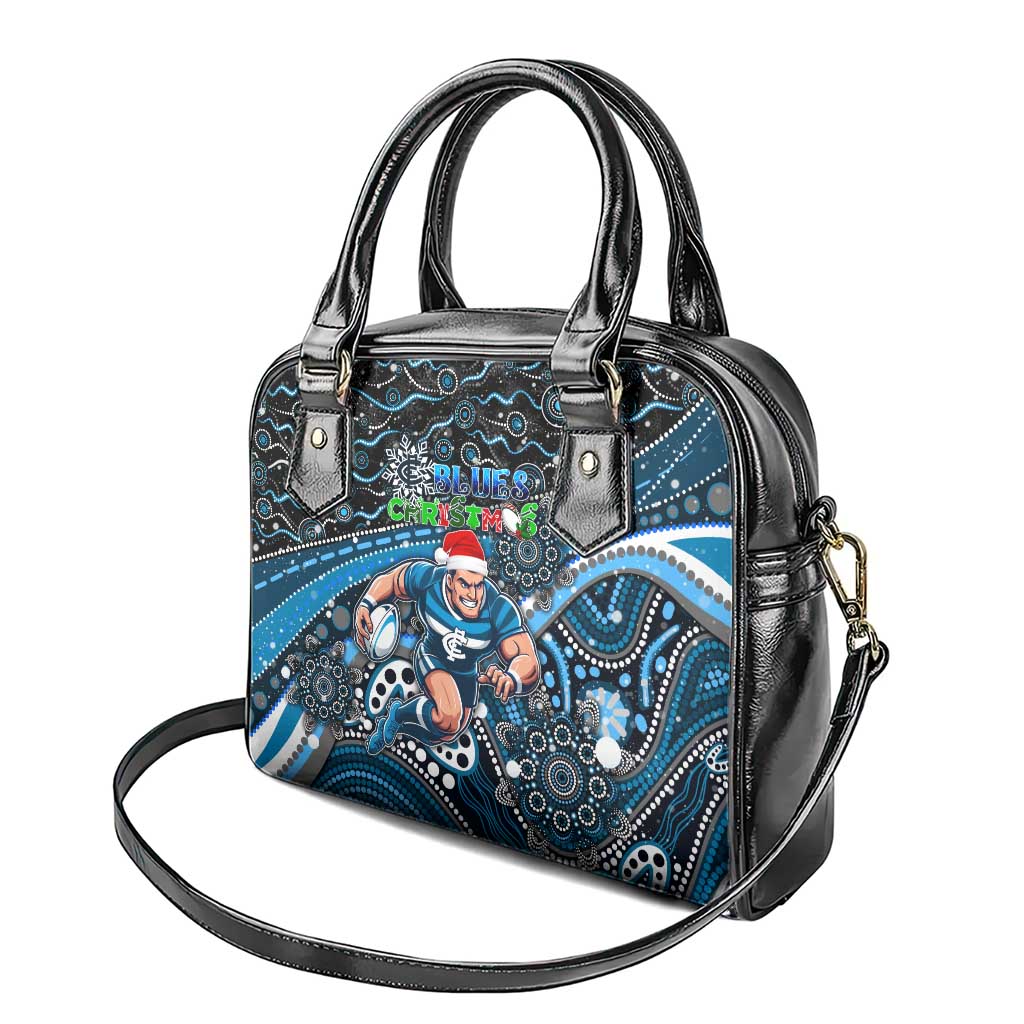 Merry Christmas AFL Carlton Blues Shoulder Handbag Aboriginal Santa Football Mascot